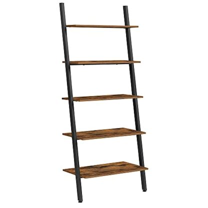 VASAGLE Industrial Style Ladder Bookcase Bookcase Storage Unit 5 Tier Tilted Shelf for Living Room Kitchen Office Steel Frame Stable Rustic Brown LLS46BX 2 VASAGLE Industrial Style Ladder Bookcase Bookcase Storage Unit 5 Tier Tilted Shelf for Living Room Kitchen Office Steel Frame Stable Rustic Brown LLS46BX - Image 2