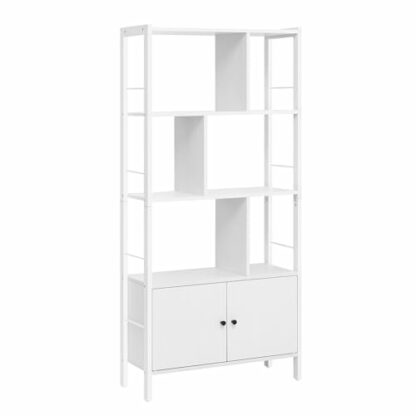 VASAGLE Large 4 Tier Steel Frame Industrial Style Bookcase Living Room Bookcase with Doors - Image 2