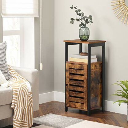 VASAGLE Nightstand, End, Stackable Side, Coffee Table with Open Front Storage Compartment, Retro Rustic Chic Wood Look, Accent Furniture with Metal Legs, Vintage LET54X, 42 x 35 x 52 cm 3 VASAGLE Nightstand, End, Stackable Side, Coffee Table with Open Front Storage Compartment, Retro Rustic Chic Wood Look, Accent Furniture with Metal Legs, Vintage LET54X, 42 x 35 x 52 cm - Image 3