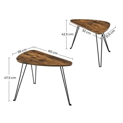 VASAGLE Set of 2 Side Tables, Nest of Tables, Coffee Tables, Living Room, Dining Room, Bedroom, Industrial Style, Rustic Brown and Black LNT012B01 3 VASAGLE Set of 2 Side Tables, Nest of Tables, Coffee Tables, Living Room, Dining Room, Bedroom, Industrial Style, Rustic Brown and Black LNT012B01 - Image 3