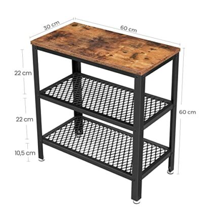 VASAGLE Side Table, Console Table, 2 Shelves Mesh Shelves, for Hallway, Living Room, Bedroom, Office, Space Saving, Easy Assembly, Industrial Style, Rustic Brown LET33BX - Image 4