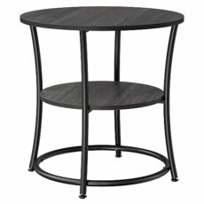 VASAGLE Side Table, End Table with 2 Shelves, Small Round Table for Living Room, Bedroom, Easy Assembly, Steel Frame, Industrial