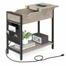 VASAGLE Side Table with USB Ports and Outlets