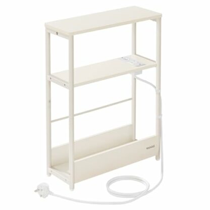 VASAGLE Slim Side Table with Charging Station, 3-Tier Narrow Bedside Table, End Table for Small Spaces, Magazine Rack, for Living Room, Bedroom, Study - Image 2