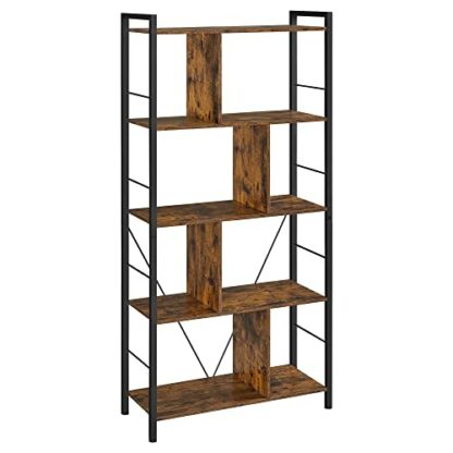 VASAGLE Storage Unit, Bookcase, 5 Tiers, Open Compartments, Office Living Room, Bedroom, Industrial Style, Rustic Brown and Black LBC121B01 2 VASAGLE Storage Unit, Bookcase, 5 Tiers, Open Compartments, Office Living Room, Bedroom, Industrial Style, Rustic Brown and Black LBC121B01 - Image 2