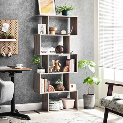 VASAGLE Wooden Bookcase, Display Shelf and Room Divider, Freestanding Decorative Storage Shelving, 5-Tier Bookshelf - Image 3