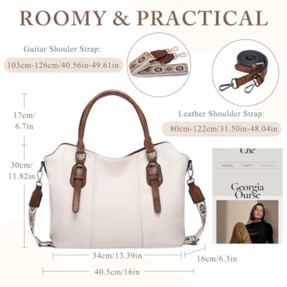 VASCHY Hobo Bags for Women, Vegan Leather Top Handle Satchel Shoulder Purse Handbag Purse with Crossbody Guitar Strap - Image 3