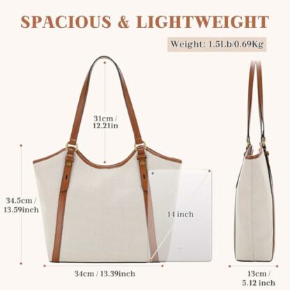 VASCHY Tote Bag Purse for Women, Fashion Large Vegan Leather Top Handle Satchel Shoulder Bag Handbag with Zipper for Work - Image 3