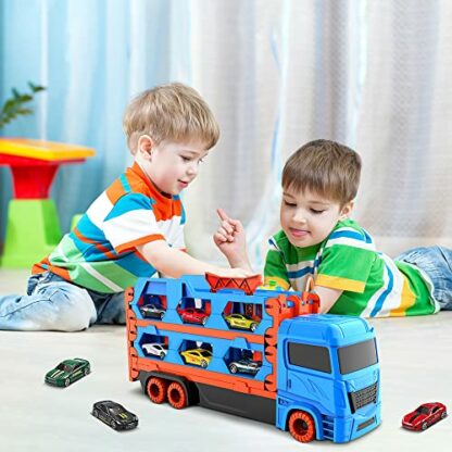 VATOS Transport Truck Toys Cars for Boys Ages 3 4 5 6, Portable Truck Toy with 6 Race Cars, Best Gift Carrier Vehicles Toys Set for Kids - Image 3