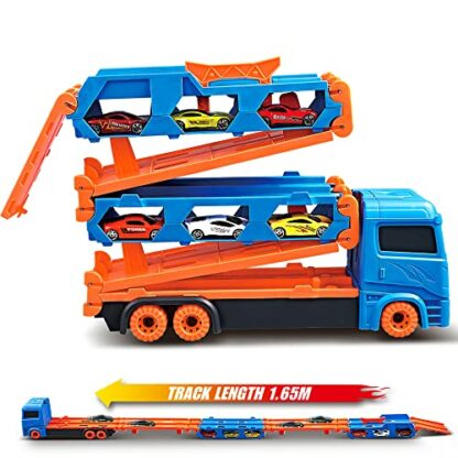 VATOS Transport Truck Toys Cars for Boys Ages 3 4 5 6, Portable Truck Toy with 6 Race Cars, Best Gift Carrier Vehicles Toys Set for Kids - Image 4