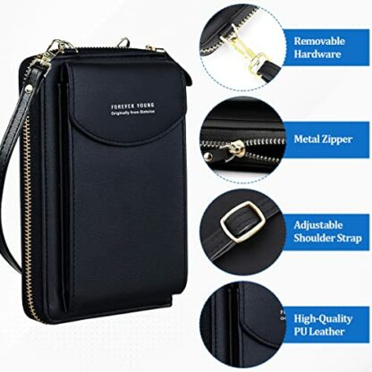 VDSOW Crossbody Phone Bag for Women, Leather Ladies Cross Body Handbags Waterproof Mobile Phone Pouch with Long Strap Zips Card Slots, Small Cellphone Shoulder Bags Coin Purse Wallet Gifts for Girls - Image 4