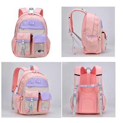 VIDOSCLA Kawaii Bunny Kids Girls Backpack Elementary Students BookBag School Bag for Kids - Image 4