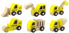 VIGA Wooden 6 Piece Mini Vehicles - Childrens Push-Along Play Cars
