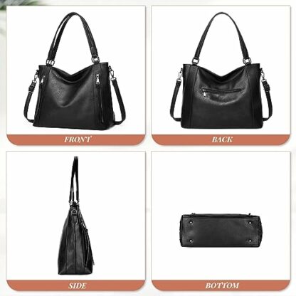 VINBAGGE Women's PU Handbag Tote Women's Set Small Shoulder Bag Shoulder Bag Tote Bag Handbag 2 Pieces Brown includes 1 large women's bag and 1 wallet. - Image 3