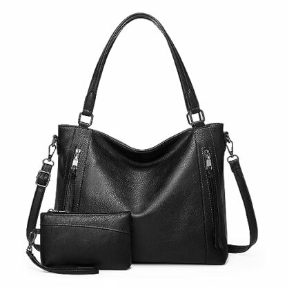 VINBAGGE Women's PU Handbag Tote Women's Set Small Shoulder Bag Shoulder Bag Tote Bag Handbag 2 Pieces Brown includes 1 large women's bag and 1 wallet. - Image 2