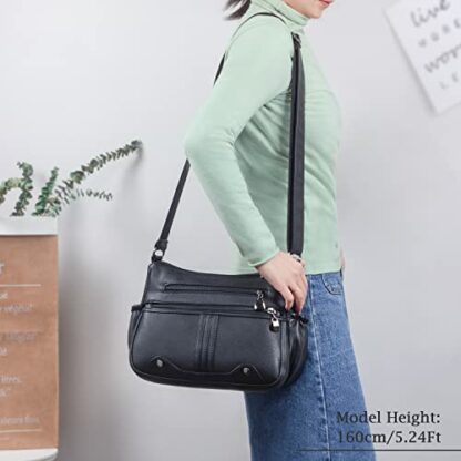 VOLGANIK ROCK Ladies Handbags Medium Shoulder Bag for Women Crossbody Bags for Women Multi Pockets Handbag PU Leather Soft Shoulder Bag - Image 3