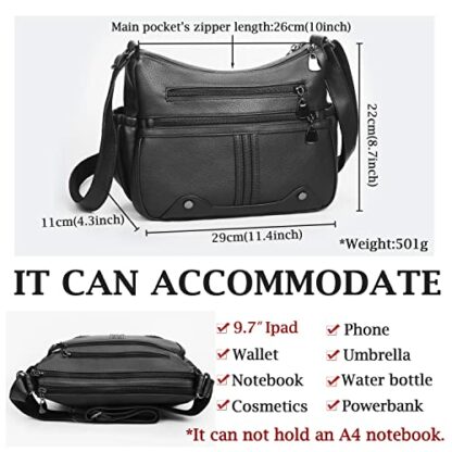 VOLGANIK ROCK Ladies Handbags Medium Shoulder Bag for Women Crossbody Bags for Women Multi Pockets Handbag PU Leather Soft Shoulder Bag - Image 4