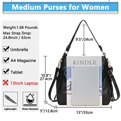 VX VONXURY Hobo Bags for Women, Stylish Faux Leather Tote Handbag Large Shoulder Purse with Side Pockets for Work Travel - Image 4