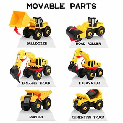 Vanplay 6 in 1 Take-Apart Construction Vehicles include Toy Drill & Box, Digger Excavators Truck Building STEM Learning Gift, Electric Drill Toy Set for Boys Girls 3 4 5 years old 4 Vanplay 6 in 1 Take-Apart Construction Vehicles include Toy Drill & Box, Digger Excavators Truck Building STEM Learning Gift, Electric Drill Toy Set for Boys Girls 3 4 5 years old - Image 4