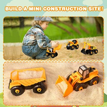 Vanplay Take-Apart Construction Vehicles Excavators Truck Toy with Storage Box, 6 in 1 DIY Building Educational Gift Toys for Boys Girls Age 3 4 5 - Image 4