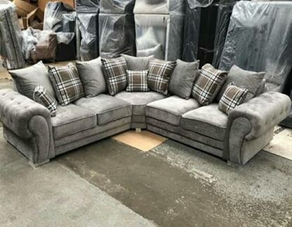 Verona Grey Corner Sofa - Soft Fabric Scatter back Cushions-Sofa For Sale-2C2 Large Couch-sofa set for living room- sofas for living room - Image 2