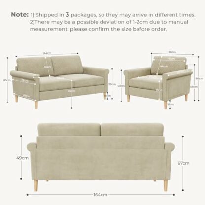 Vesgantti Fabric Loveseat Sofa with Bilateral Pocket Storage, Upholstered Couch Perfect for Living Room, Bedroom, Office, Small Space, Tool-free Assembly - Image 3