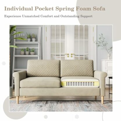 Vesgantti Fabric Loveseat Sofa with Bilateral Pocket Storage, Upholstered Couch Perfect for Living Room, Bedroom, Office, Small Space, Tool-free Assembly - Image 4