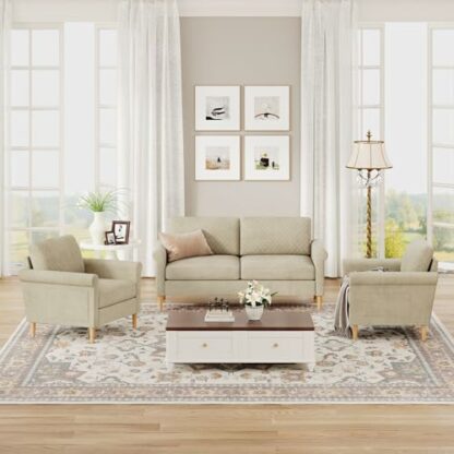 Vesgantti Fabric Loveseat Sofa with Bilateral Pocket Storage, Upholstered Couch Perfect for Living Room, Bedroom, Office, Small Space, Tool-free Assembly - Image 2