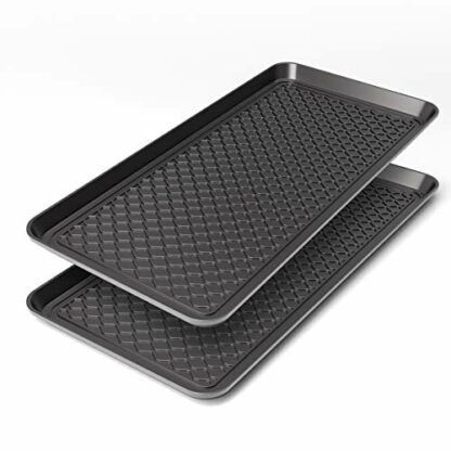 Vramy Multi-Purpose Boot Trays,Set of 2 Black Heavy Duty Shoe Trays for All Weather,Pet Feeding Mat,Use for Indoor and Outdoor,30" x 15" x 1.2" - Image 2