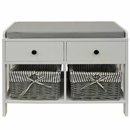 WATSONS DOUBLE - Storage/Shoe Storage Bench with Two Drawers and Baskets - White/Grey 4 WATSONS DOUBLE - Storage/Shoe Storage Bench with Two Drawers and Baskets - White/Grey - Image 4
