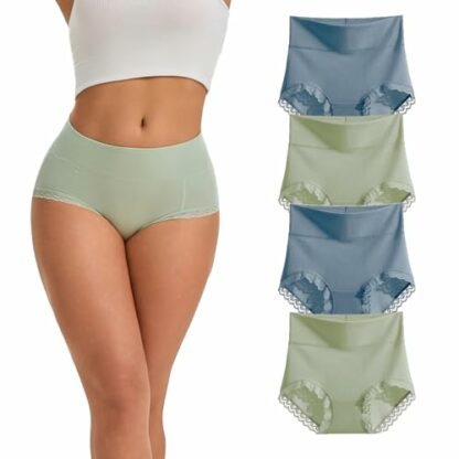 WEASIC High-Waisted Cotton Knickers for Women – Multipack Soft Ladies Underwear with Lace Trim & Elastic Waistband – Comfortable, Breathable, Stretchy Women's Briefs 2 WEASIC High-Waisted Cotton Knickers for Women – Multipack Soft Ladies Underwear with Lace Trim & Elastic Waistband – Comfortable, Breathable, Stretchy Women's Briefs - Image 2