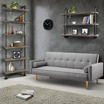 WGX Design For You Industrial Modern Ladder Shelf Bookcase,Wood Storage Shelf,Display Shelving, Wall Mounted Wood Shelves, Metal Wood Shelves Bookshelf Vintage Wrought Iron Finish - Image 3