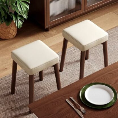 WIGSELBL Stackable Wooden Stools Set of 4,Portable Backless School Chairs with Square Top,Stacking Stools Kitchen Island Barstools for Classroom,Dining Room - Image 4