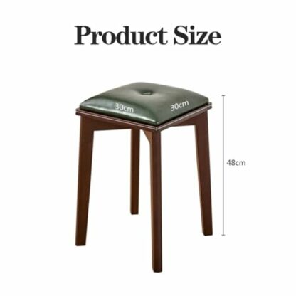 Wooden Stackable Kitchen Counter Stools with Leather Seat and Backrest Set of 4 - Image 4