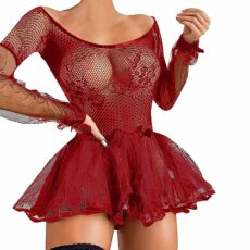 WILLBEST Women's Lingerie Sexy Backless Wetlook Lace Babydolls Nightwear Sleepwear Short Dress Bra and Panty Set Negligees Pjs