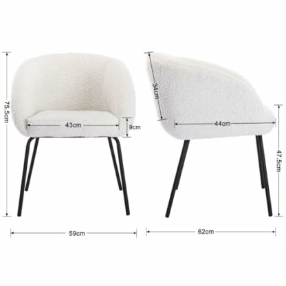 Wahson Faux Fur Armchair Modern Occasional Tub Chair Upholstered Accent Chair with Gold Metal Legs, Cocktail Chair for Bedroom/Living Room - Image 3