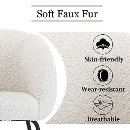 Wahson Faux Fur Armchair Modern Occasional Tub Chair Upholstered Accent Chair with Gold Metal Legs, Cocktail Chair for Bedroom/Living Room - Image 4