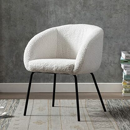 Wahson Faux Fur Armchair Modern Occasional Tub Chair Upholstered Accent Chair with Gold Metal Legs, Cocktail Chair for Bedroom/Living Room - Image 2