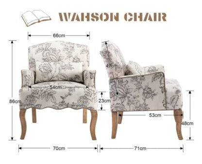Wahson Modern Accent Chair, Lounge Tub Armchair in Linen, Upholstered Single Sofa Occasional Leisure Chair for Bedroom/Living Room/Reading 3 Wahson Modern Accent Chair, Lounge Tub Armchair in Linen, Upholstered Single Sofa Occasional Leisure Chair for Bedroom/Living Room/Reading - Image 3
