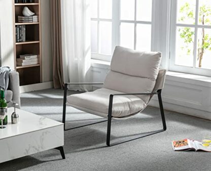 Wahson Modern Accent Chair PU Leather Armchair for Living Room Occasional Tub Chair with Black Metal Frame, Reading Chair for Bedroom - Image 4