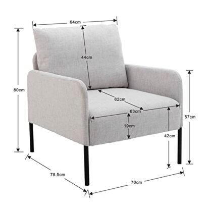 Wahson PU Leather Accent Chair Retro Armchair with Thick Padded Seat, Occasional Corner Chair for Living Room/Bedroom/Dining Room 3 Wahson PU Leather Accent Chair Retro Armchair with Thick Padded Seat, Occasional Corner Chair for Living Room/Bedroom/Dining Room - Image 3