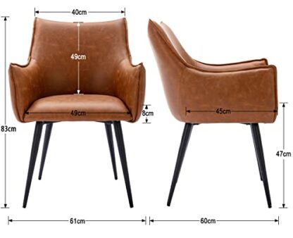 Wahson PU Leather Accent Chair Retro Armchair with Thick Padded Seat, Occasional Side Chair for Living Room/Bedroom/Kitchen, Brown - Image 3