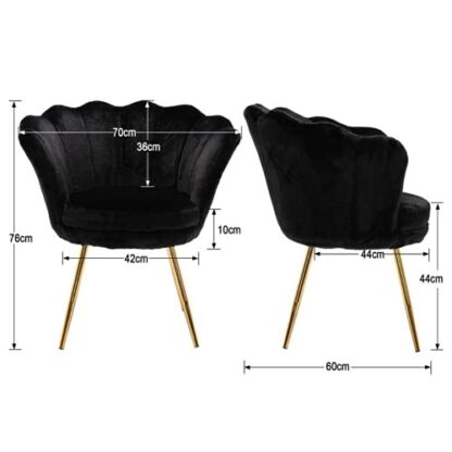 Wahson Velvet Accent Chair for Bedroom with Gold Plating Metal Legs, Leisure Armchair for Living Room/Cafe/Vanity - Image 3
