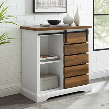 Walker Edison Willa Modern Farmhouse Sliding Slat Door Storage Console - Image 3