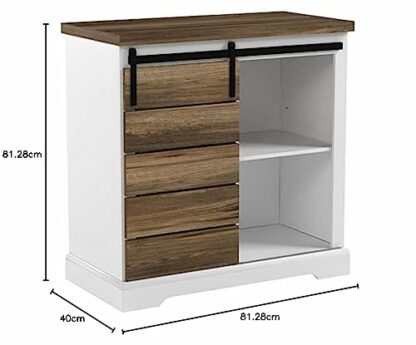 Walker Edison Willa Modern Farmhouse Sliding Slat Door Storage Console - Image 4