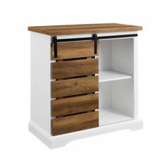 Walker Edison Willa Modern Farmhouse Sliding Slat Door Storage Console