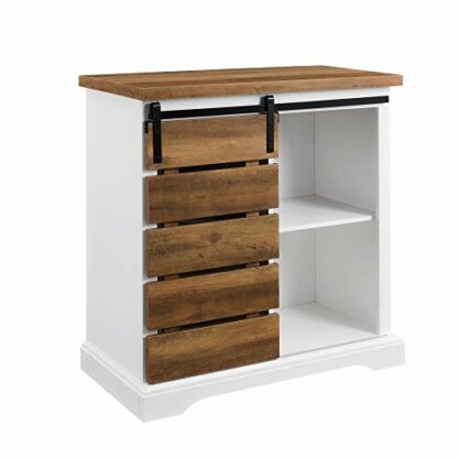 Walker Edison Willa Modern Farmhouse Sliding Slat Door Storage Console - Image 2
