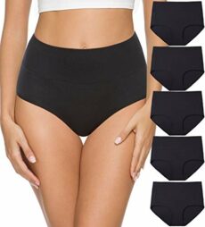 Wealurre Women High Waist Cotton Knickers C Section Underwear Ladies Full Coverage Briefs Tummy Control Panties Underpants Multipack 5