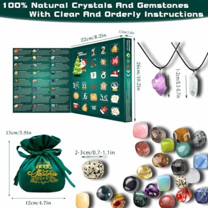 Weeupolfun Advent Calendar 2024-24 Days of Crystals Christmas Countdown Calendar Gemstones, Natural Mineral & Rock Stone Collection with Necklaces and Xmas Bags Scientific Gift for Girls Boys 3 Weeupolfun Advent Calendar 2024-24 Days of Crystals Christmas Countdown Calendar Gemstones, Natural Mineral & Rock Stone Collection with Necklaces and Xmas Bags Scientific Gift for Girls Boys - Image 3
