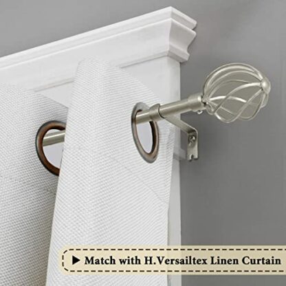 H.VERSAILTEX Window Curtain Rods for Windows 28 to 48 Inches Adjustable Decorative 3/4 Inch Diameter Single Window Curtain Rod Set with Twisted Cage Finials, Nickel 3 H.VERSAILTEX Window Curtain Rods for Windows 28 to 48 Inches Adjustable Decorative 3/4 Inch Diameter Single Window Curtain Rod Set with Twisted Cage Finials, Nickel - Image 3